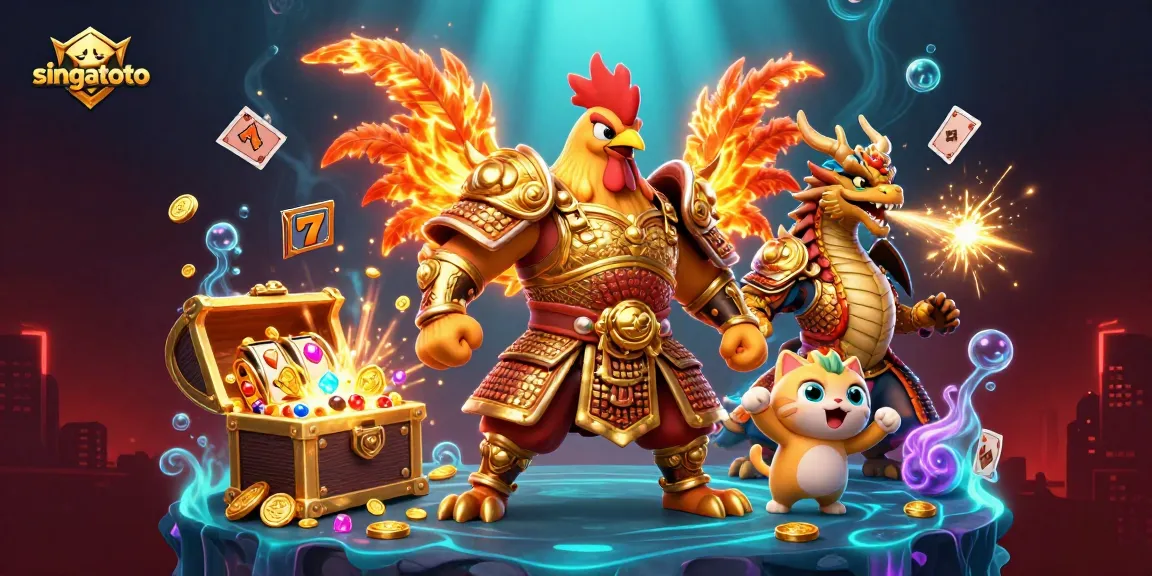 Engage with singatoto's thrilling gaming scene featuring dynamic slot games, iconic symbols, and a vibrant atmosphere.