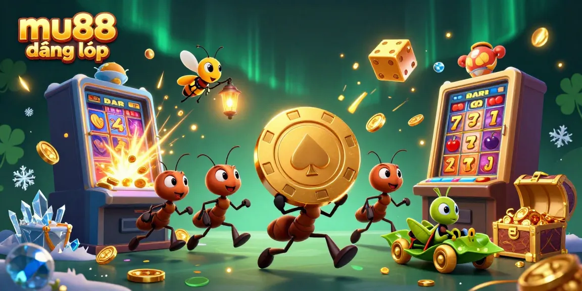 Engage in mu88 đăng nhập with a whimsical 3D casino heist scene full of vibrant gaming elements.