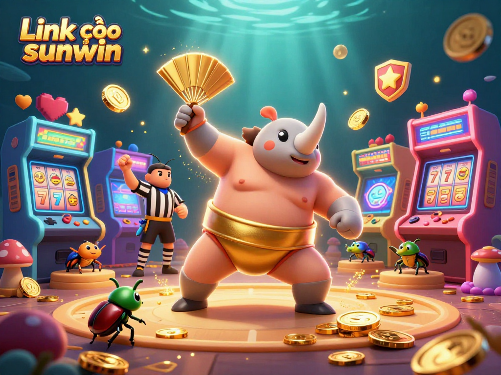 Experience exciting gameplay with Link vào sunwin as the rhinoceros beetle battles for jackpots in a vibrant casino.