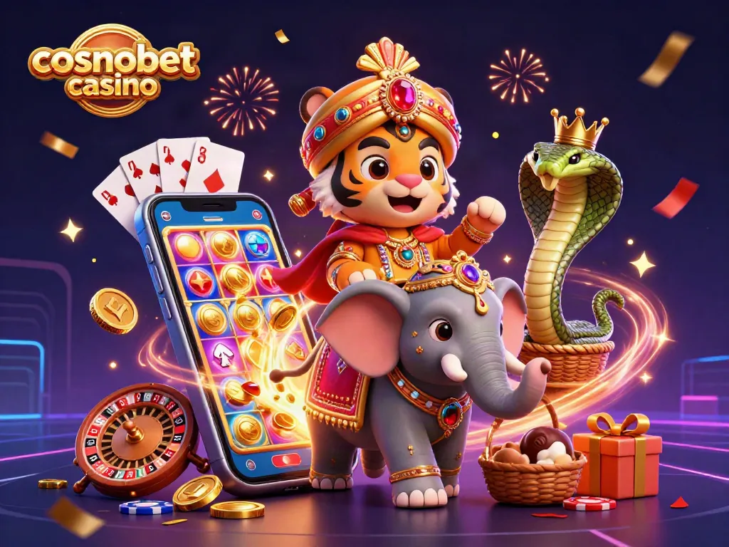 Experience the excitement of cosmobet casino with vibrant gameplay elements and a majestic scene.