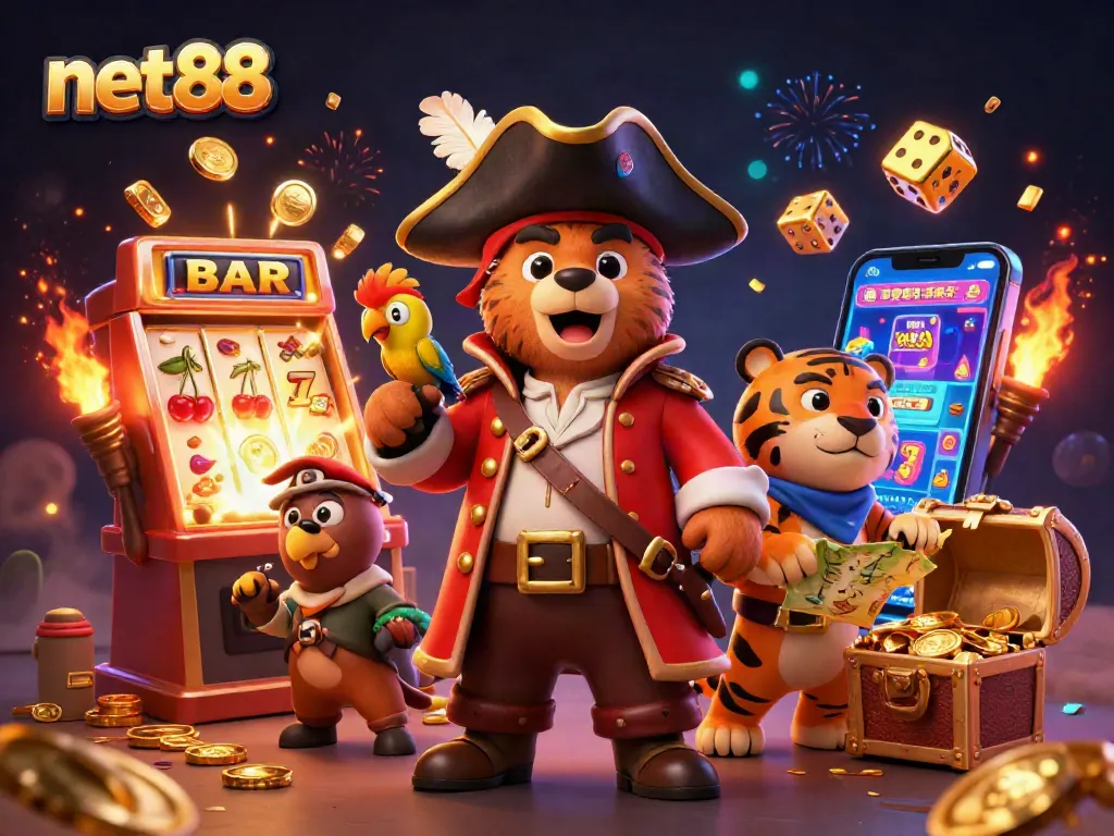 Experience thrilling gameplay at net88 with vibrant casino action featuring slot machines and winning symbols.