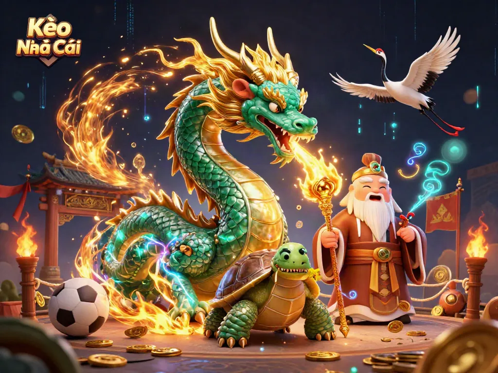 Bet on Kèo Nhà Cái with dynamic sports elements and mythical characters igniting excitement.