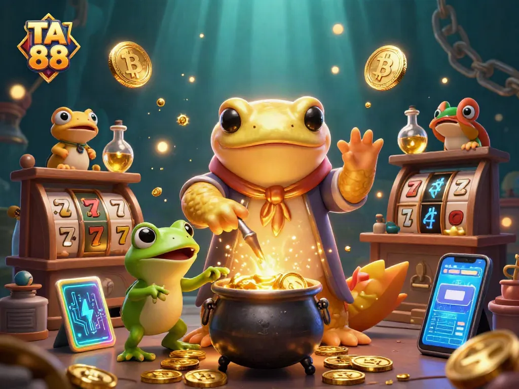 TA 88 captivates players with a colorful 3D illustration of a golden salamander alchemist converting base metals into gold, surrounded by gambling elements.