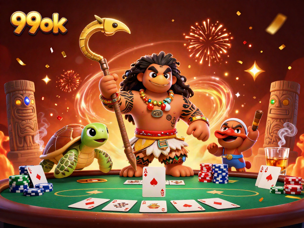 Engage in thrilling gameplay at 99ok featuring vibrant poker elements and festive characters