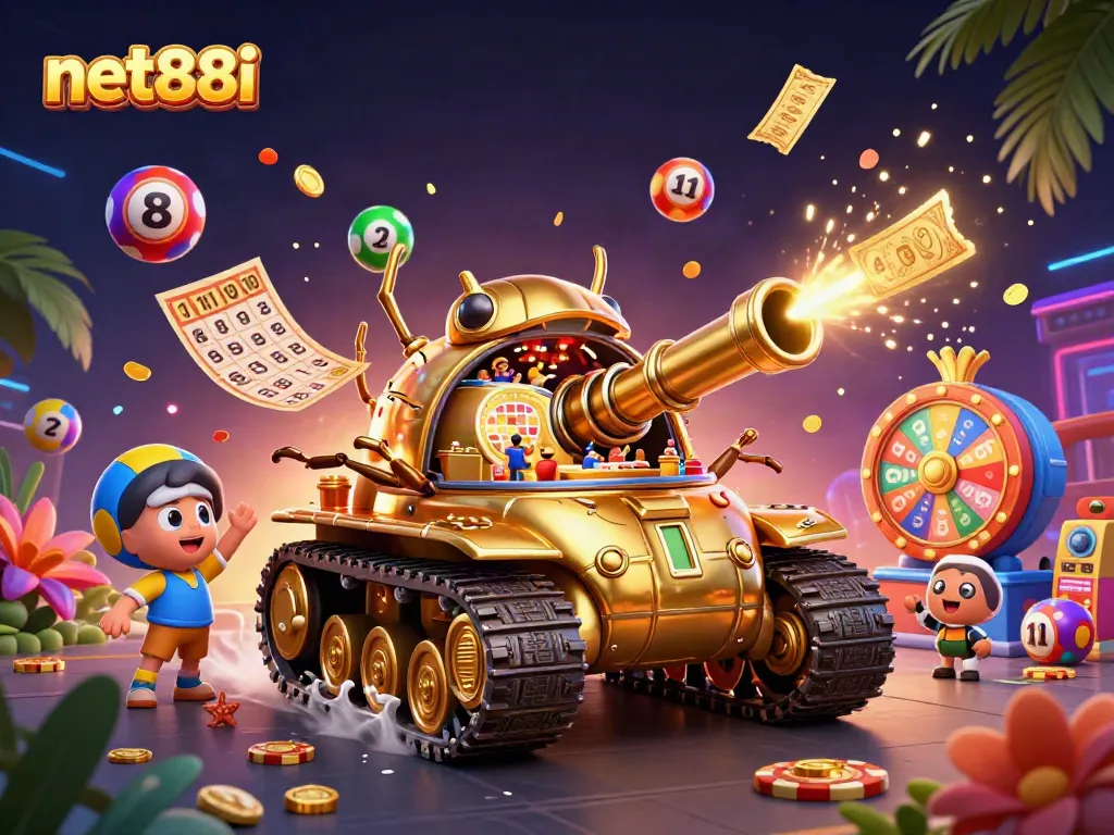 Play exciting games in the net88i miniature casino inside a golden tank with dynamic prizes.