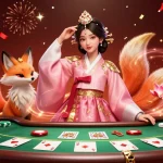 Experience the thrill of FF555 in a lavish casino scene with dynamic poker elements and vibrant characters.
