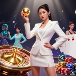 Experience excitement at 33CC with a stunning roulette scene featuring gold and gems.