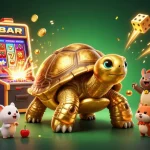 Engage with sunwin's exciting games while a golden tortoise hosts a vibrant casino scene.