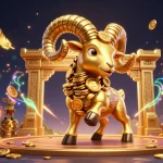 Engage with sunwin tài xỉu in a vibrant 3D illustration featuring a golden ram charging at a gate.