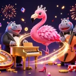 dabet brings excitement with a flamingo singer and hippo bassist under dazzling lights.